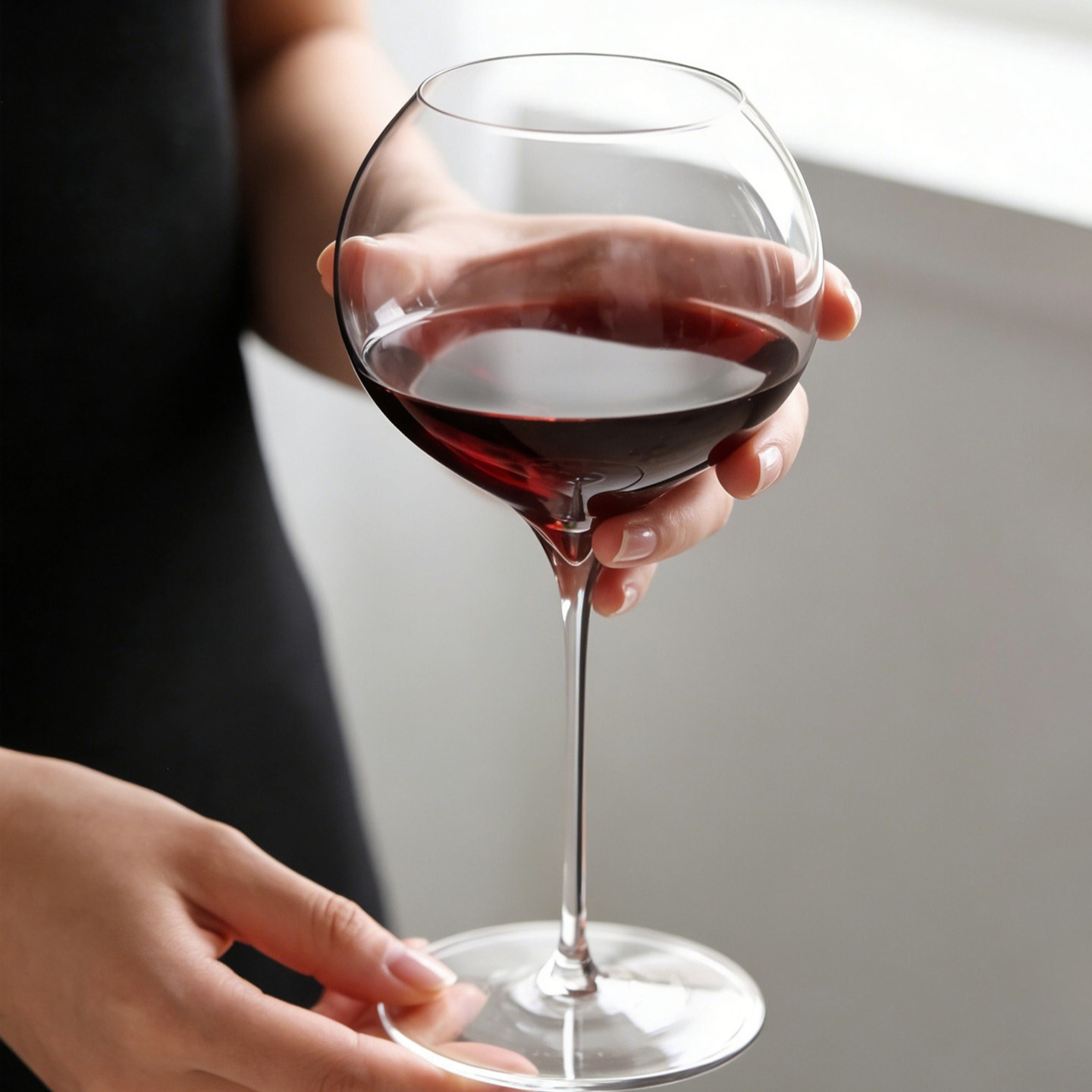 Large-Bowl Crystal Red Wine Glass. Burgundy Profile — view 1