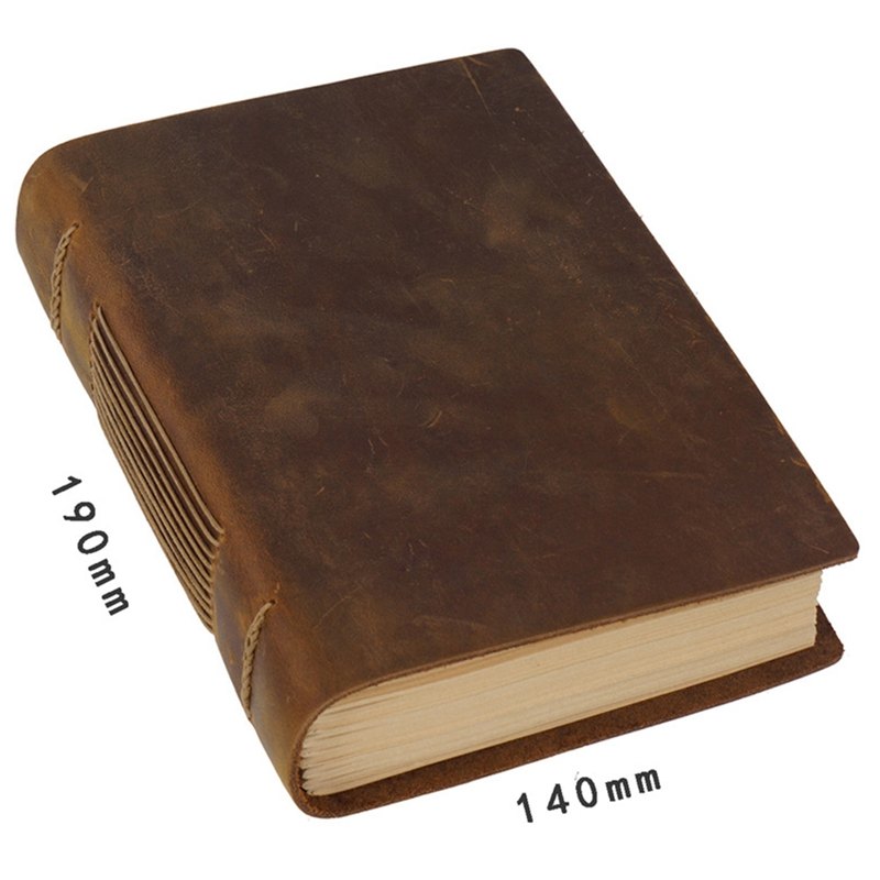 Leather-Bound Notebook, Brown Crazy Horse Leather, 200 Sheets — view 1