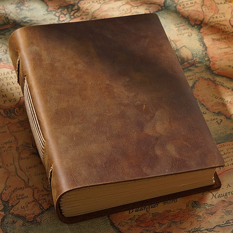 Leather-Bound Notebook, Brown Crazy Horse Leather, 200 Sheets — view 3