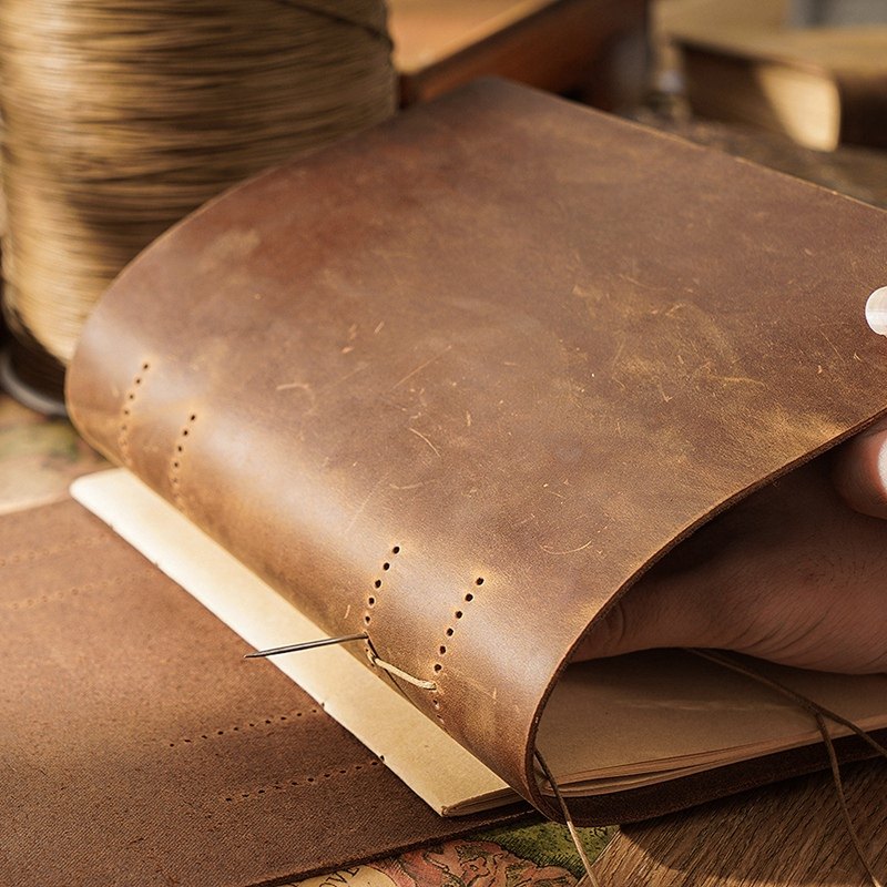 Leather-Bound Notebook, Brown Crazy Horse Leather, 200 Sheets — view 4