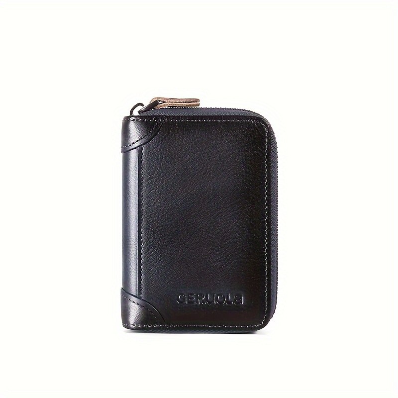 Leather Zip Card Holder. 12 Slots, RFID Blocking, Black — view 1